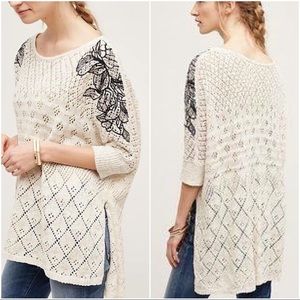 Anthropologie’s Knitted & Knotted “Launa” Embroidered Sweater Poncho